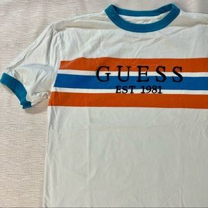 Guess embroidered ringer tee size small